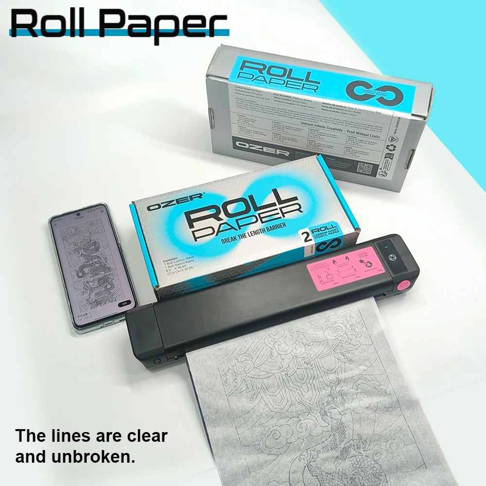 Tattoo Transfer Paper for Thermal Printers - 100 Sheets High Precision Permanent Makeup Machines Tidesmit
