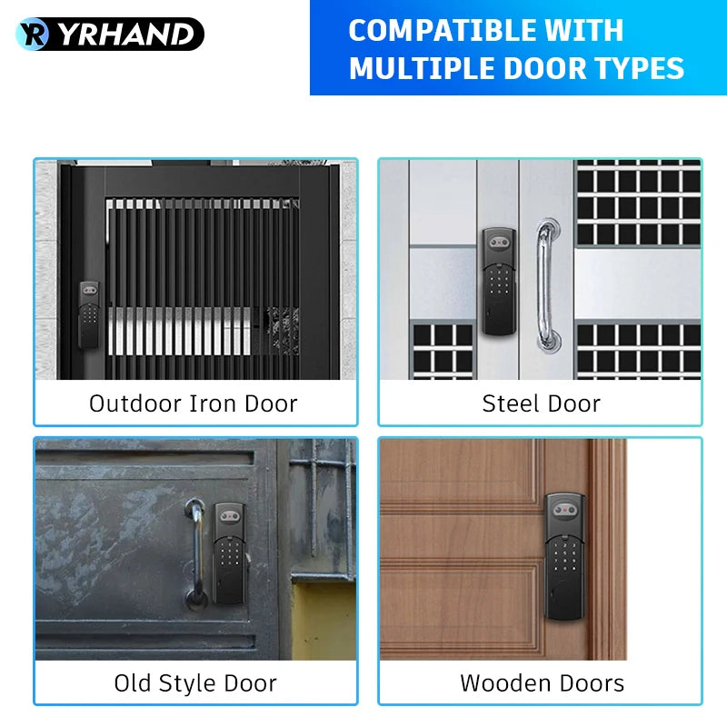 Tuya WiFi APP 3D Face Recognition Fingerprint Smart Lock Waterproof Gate Iron Door RFID Digital Face Recognition Lock For home