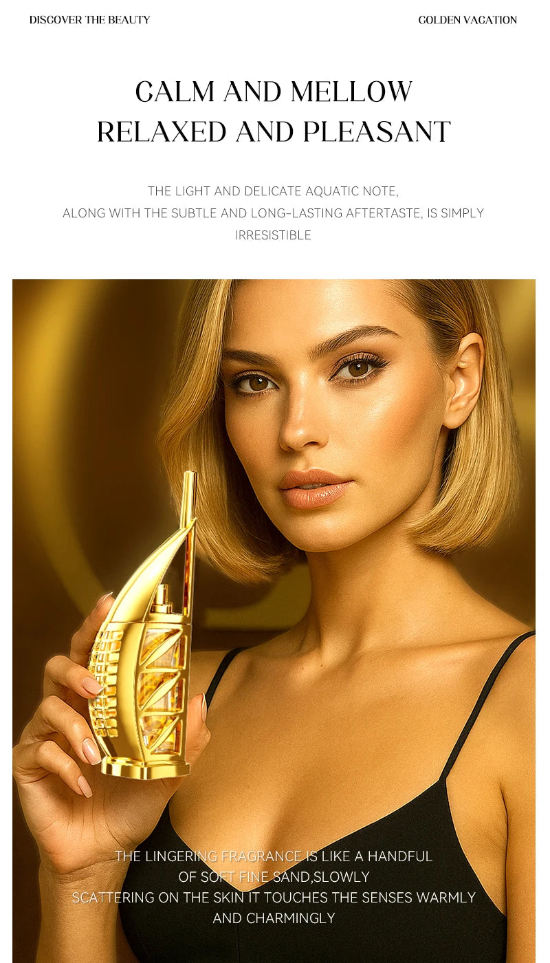 MORAKOT Golden Vacation unisex EDT: 75ml fresh aquatic fragrance in a gold, sail-shaped bottle for men and women.