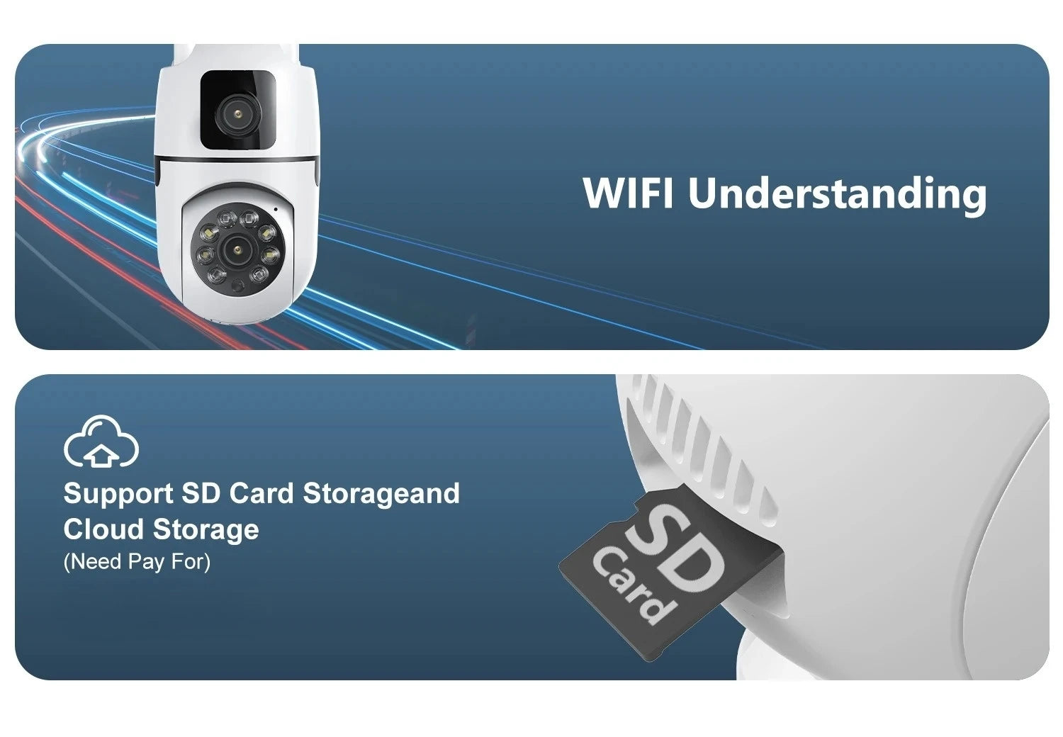 8MP WIFI Surveillance Camera Dual Lens Dual Screen 5MP IP Cameras Wireless Auto Tracking Color Night Vision 10X Zoom HD Camera
