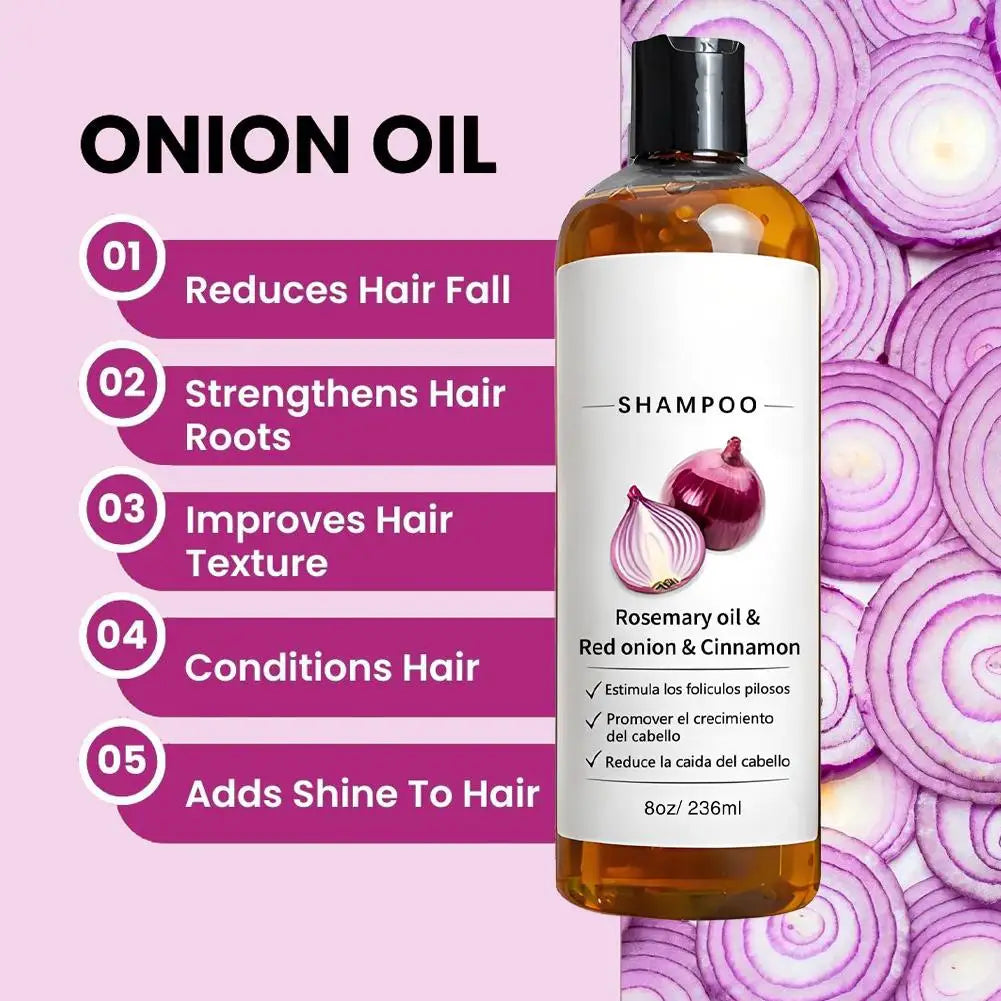 236ML 1/2PCS Rosemary Red Onion Shampoo Anti Hair Loss Promote Thicker Stronger excalvo Shampoo Hair Product Hair Care