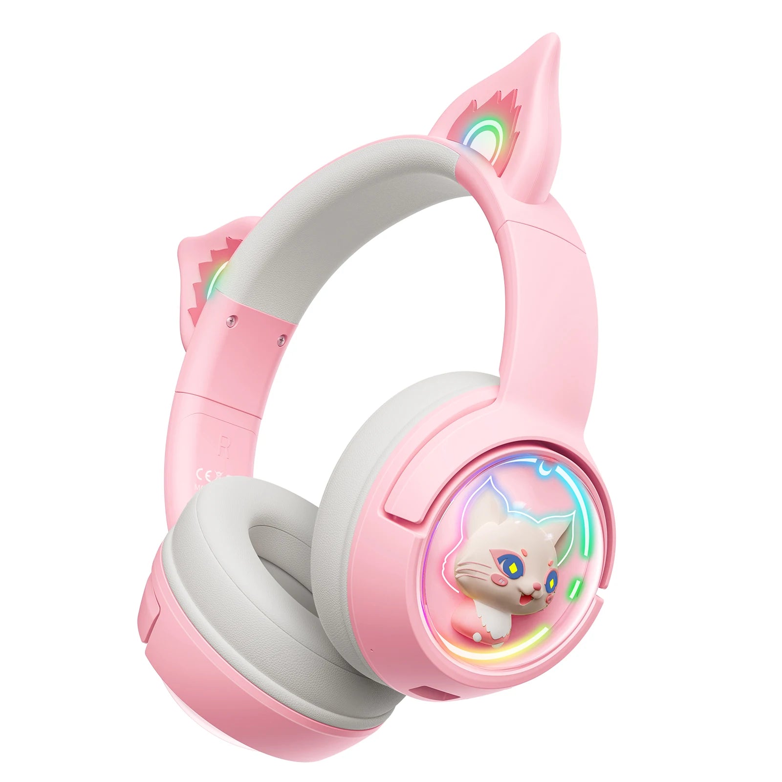 Wireless Cat Ear Gaming Headset | Low Latency Over-Ear Headphones pink Tidesmit