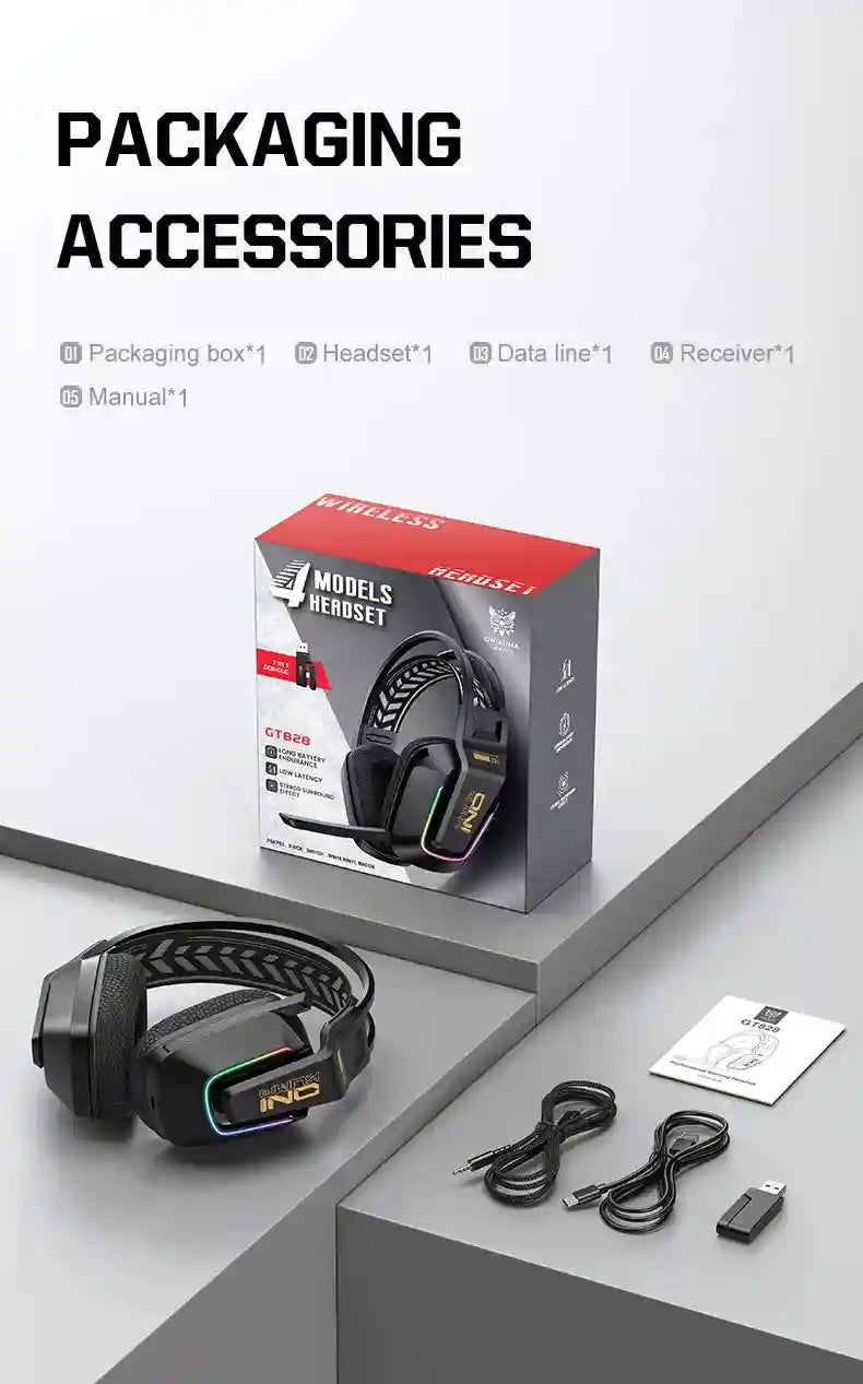 Tidesmit GT828 Wireless Gaming Headset with Low Latency Audio Tidesmit