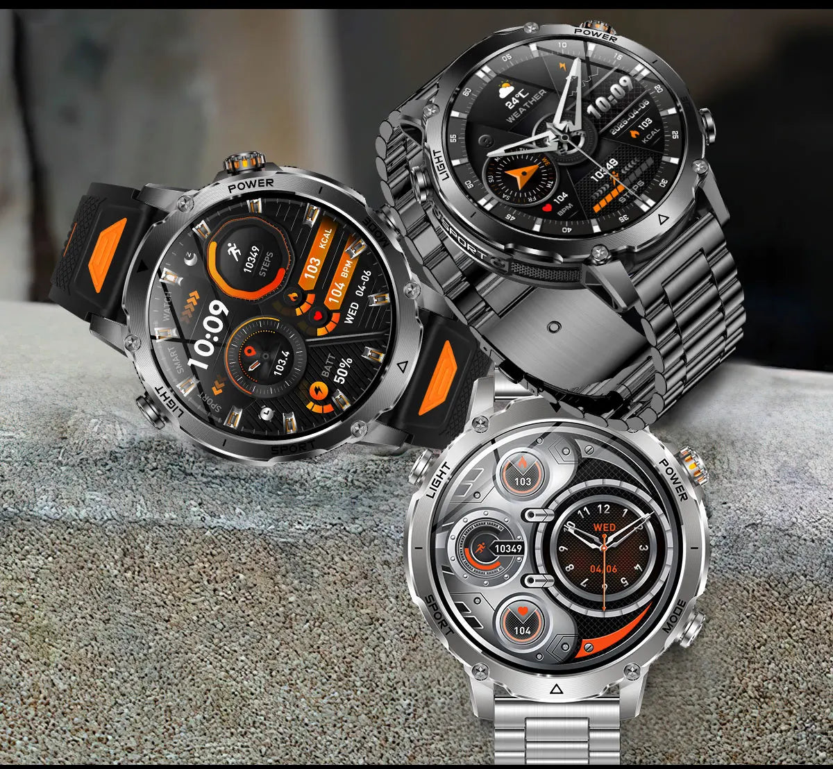 New Military ULtra 1400mAh Huge Battery SmartWatch Two Flashlight 10ATMan Waterproof HD Call 1.73“ 100+Sports Smart watch Man