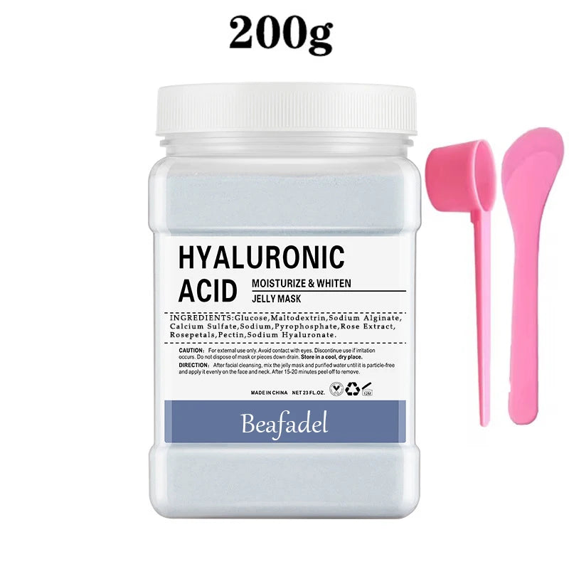 200g hyaluronic acid jelly mask powder jar with pink spatula applicators
