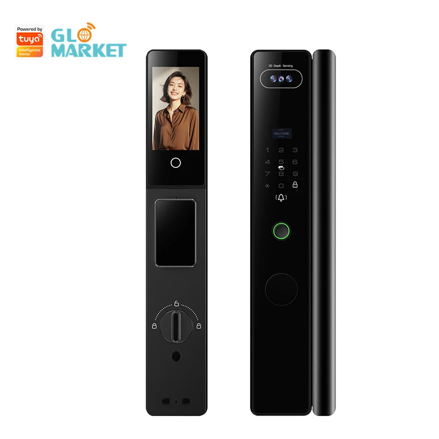 Waterproof 3d Face Recognition Serrure Intelligente Electronic Tuya Digital Fingerprint Door Smart Lock With Camera