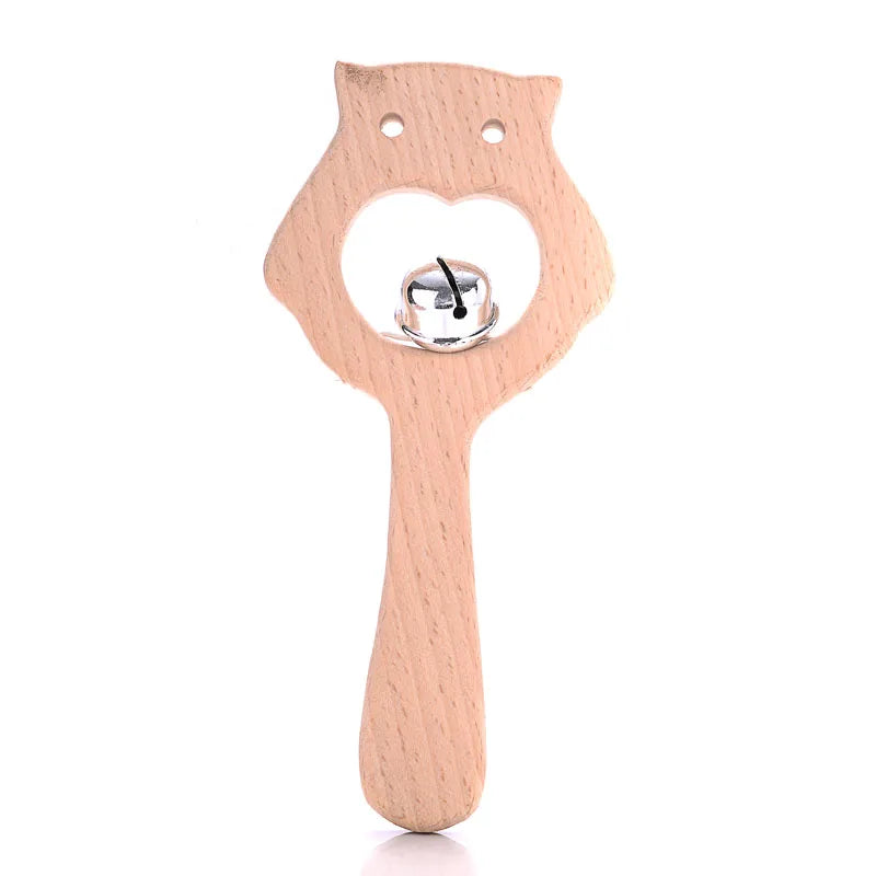 1Pcs Animal Shape Baby Wood Teether Rabbit Owl Beech Wooden Ring Teether Nursing Pendant Baby Rattles Chew Toys