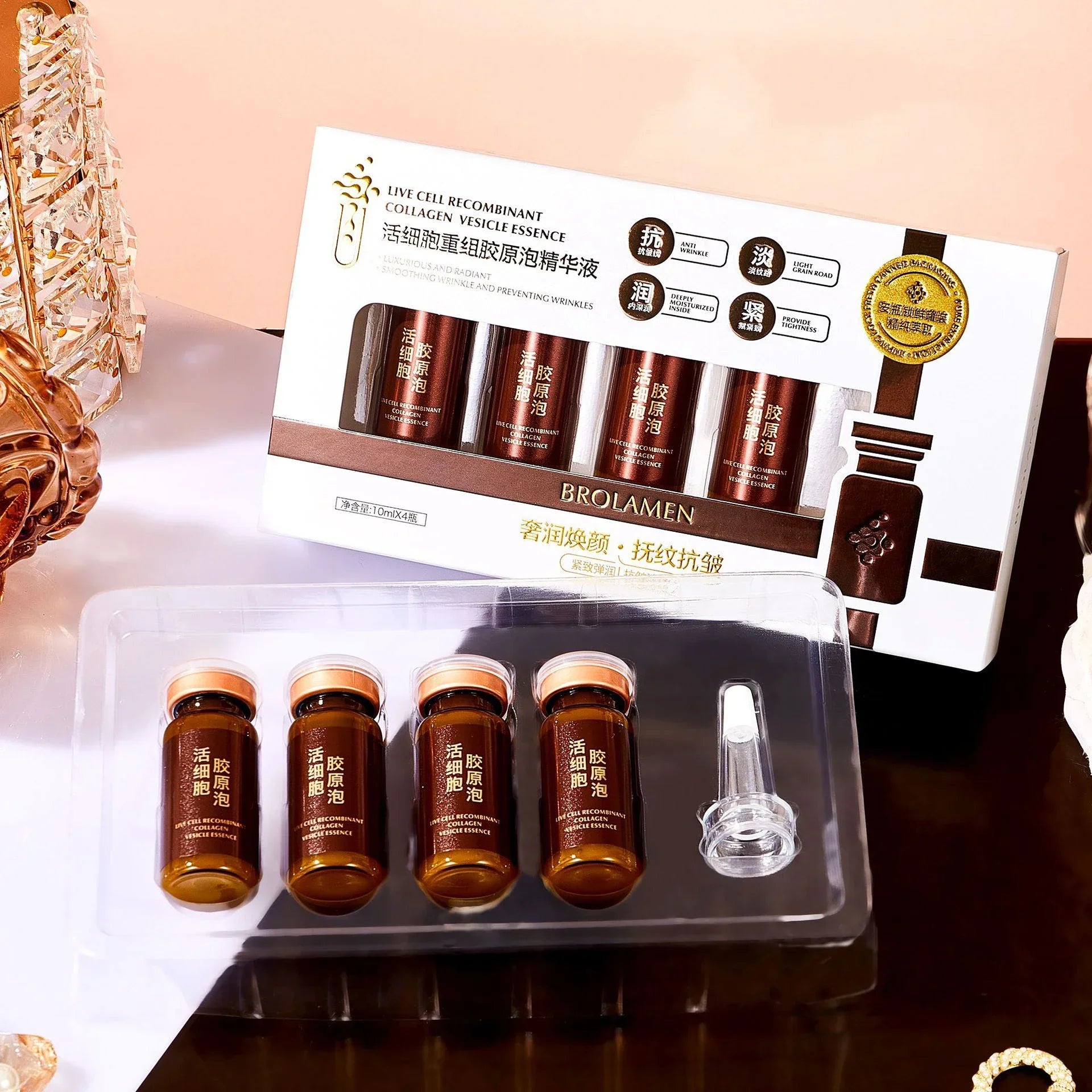 Live Cell Recombinant Collagen Essence Firming Anti Aging Fade Fine Lines Whitening Brightening Moisturizer Skin Care Cosmetics