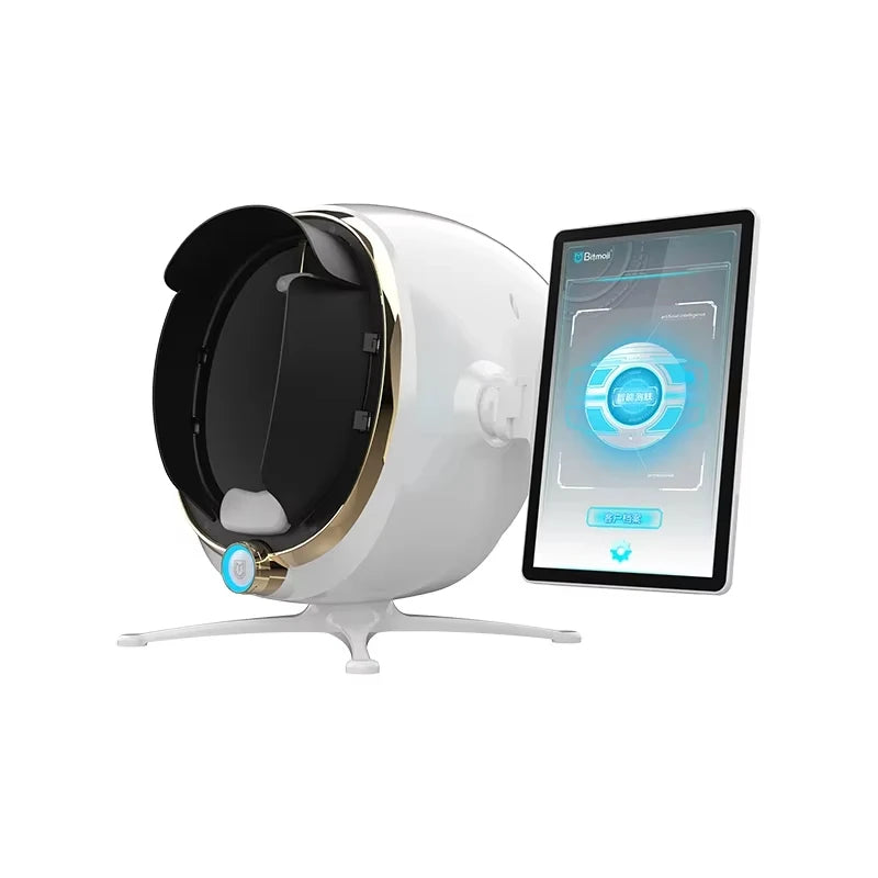 Portable 3D skin analysis machine with touch screen display for professional moisture, oil, and texture facial scanning.