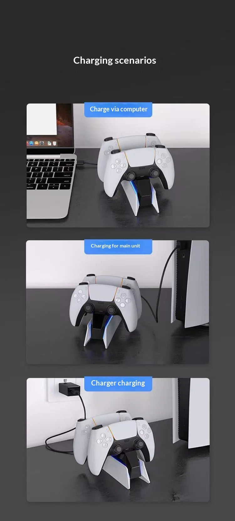 PS5 DualSense Charging Station: Fast Dual Dock for Sony Controllers Tidesmit