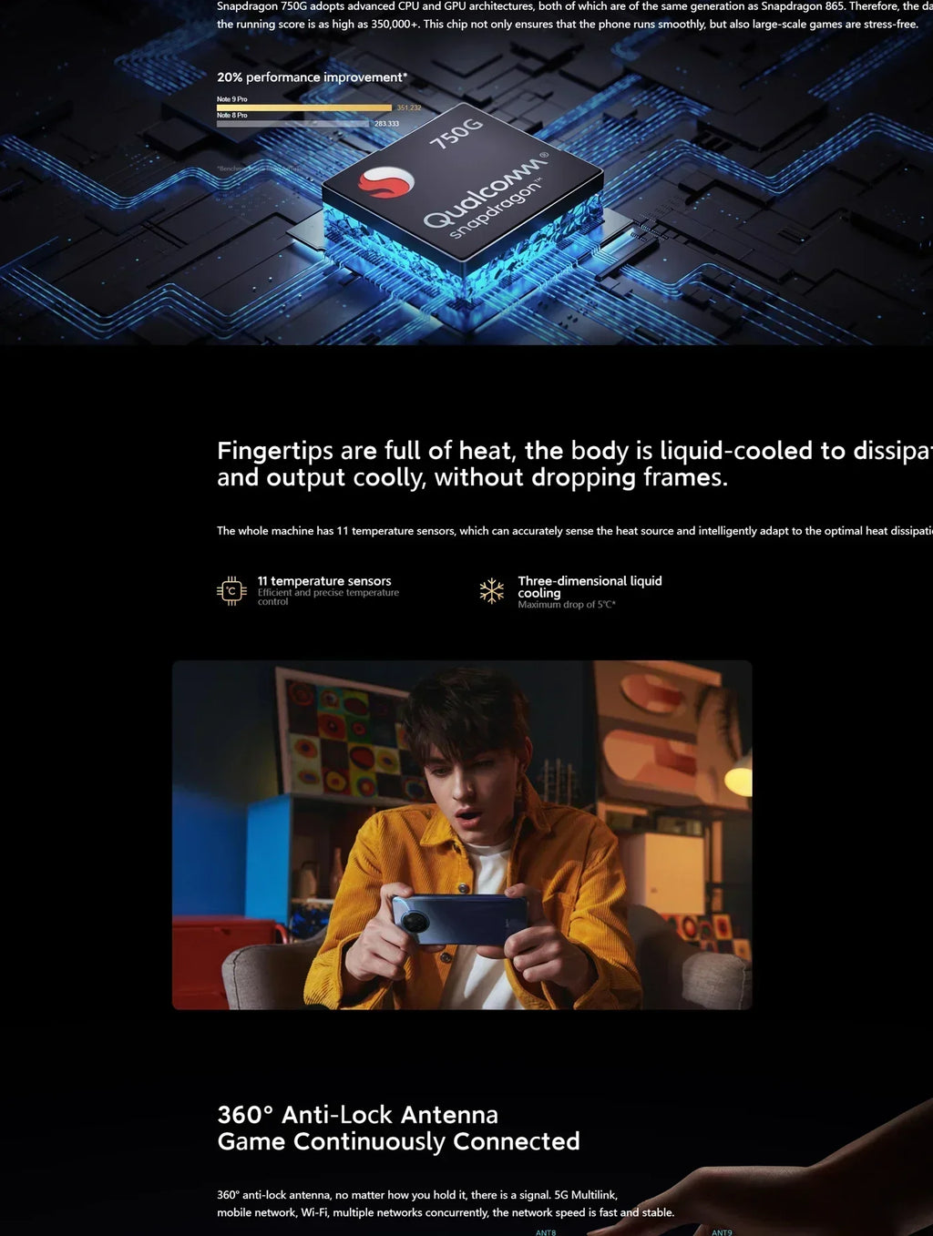 Xiaomi Global Firmware Redmi Note 9 Pro 5G Smartphone 108MP 4820mAh Qualcomm Snapdragon 750G 6.67-inch 33W used phone Tidesmit