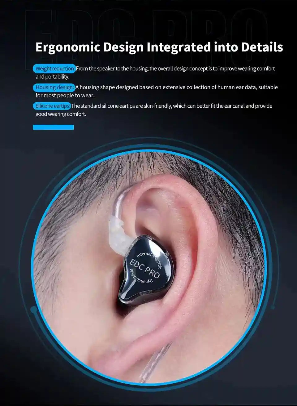 KZ EDC Pro Hi-Fi Wired In-Ear Monitors - Audiophile Stereo Earbuds Tidesmit