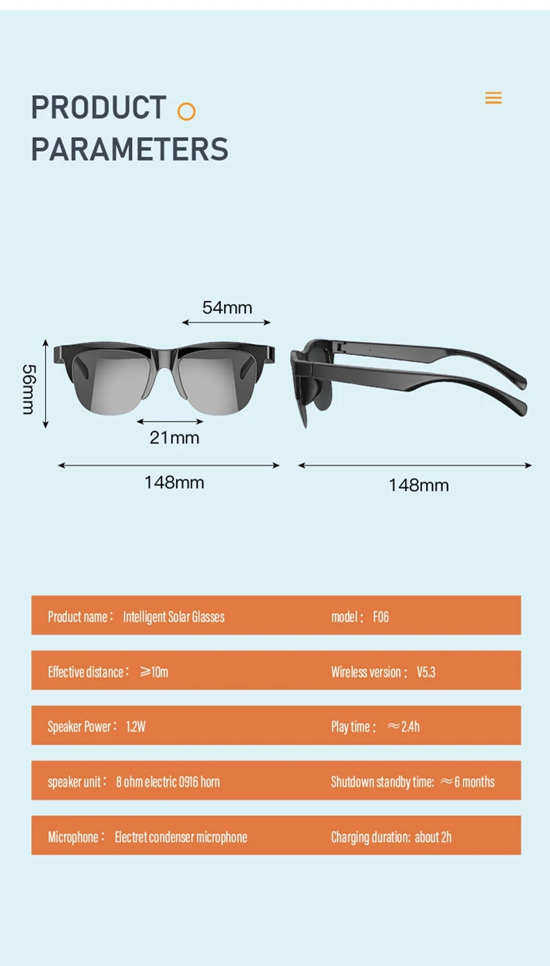 Bluetooth Smart Glasses with Spatial Audio - Black Matte Finish Tidesmit
