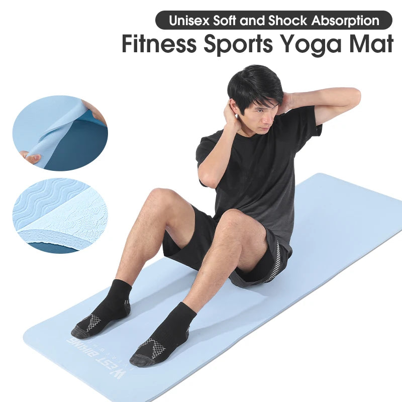 WEST BIKING Sports Yoga Mat Anti-slip Soft Home Fitness Exercise Mat Thicken Shock Absorb Cycling Training Mat Bike Accessories