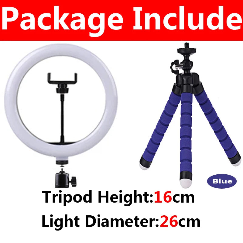 12-Inch LED Ring Light with Adjustable Tripod Stand for Content Creators A-26cm Blue Tidesmit