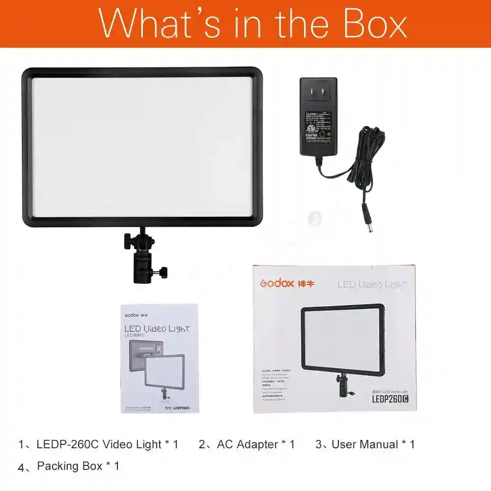 Godox LEDP260C LED Video Light Panel | Adjustable Color Temperature 3300-5600K Tidesmit