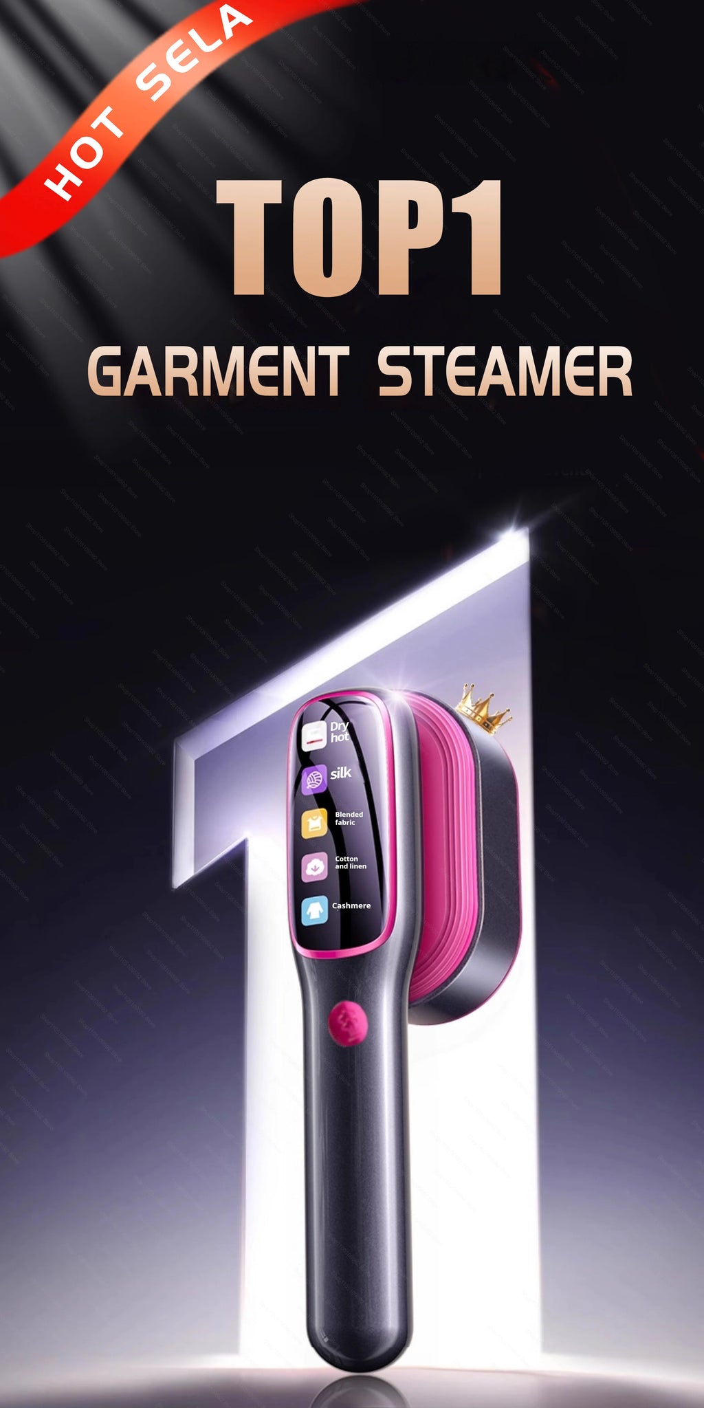 Tidesmit 1200W professional handheld garment steamer showing compact nozzle and ergonomic handle design