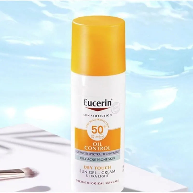 Tidesmit Eucerin Oil Control SPF50 sunscreen texture close-up for oily acne prone skin with matte finish