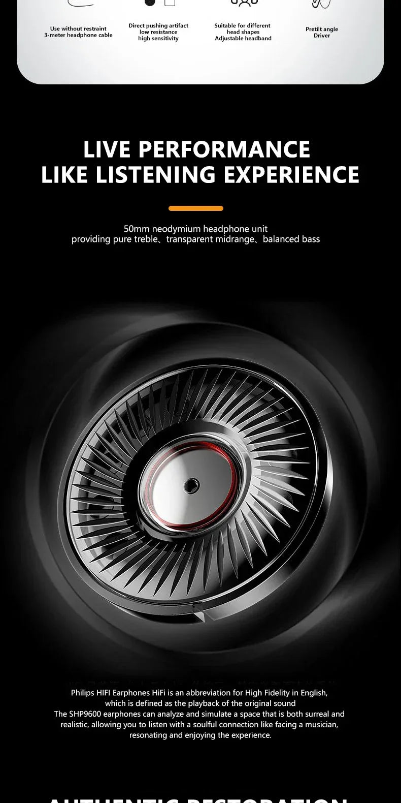 Philips SHP9600 Open-Back Wired Hi-Fi Headphones by Tidesmit Tidesmit