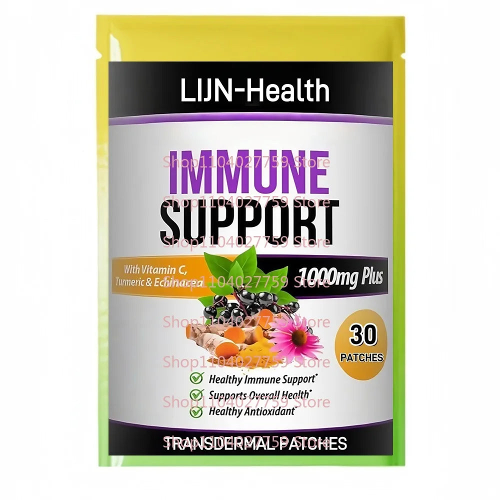 30 Patches Immune Support Transdermal Patches with Elderberry  Zinc and Vitamin C Probiotics & Turmeric Immune System Booster