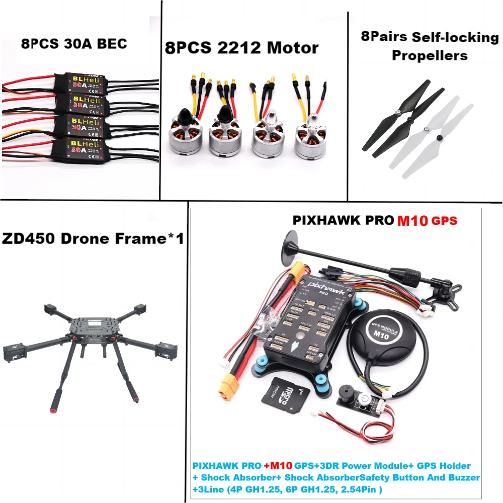 F450 GPS Quadcopter Drone Kit with Ardupilot and M10 Precision Tracking Simple package M10 Tidesmit