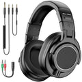 Wired Studio Headphones with Microphone - Over-Ear DJ Monitor (Black) Black Tidesmit