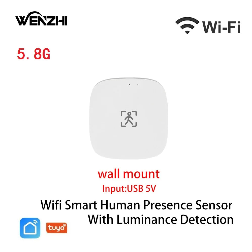 MmWave Human Presence Sensor with Luminance Detection for Smart Homes 5.8G Wall Wifi China Mainland Tidesmit