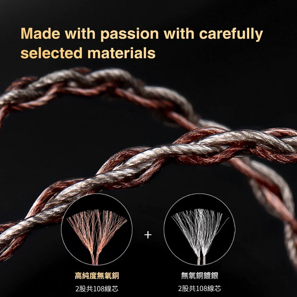 Silver Plated Replacement Earphone Cable - 3-Jack Kit Tidesmit Tidesmit