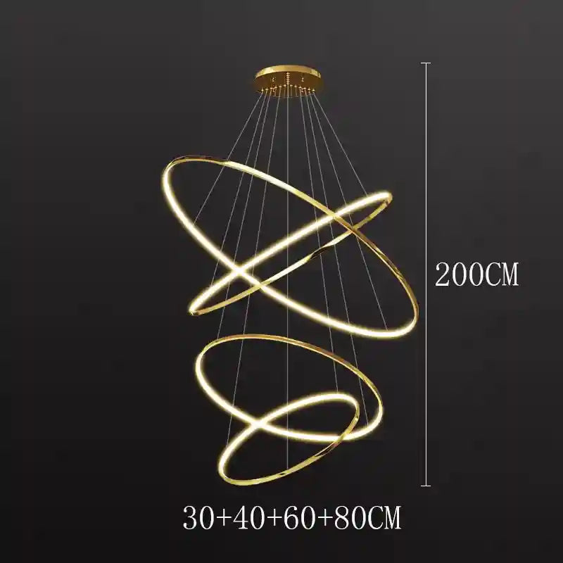 Modern LED Ring Pendant Light for Dining Room | Adjustable Black Finish gold 4 rings Tidesmit