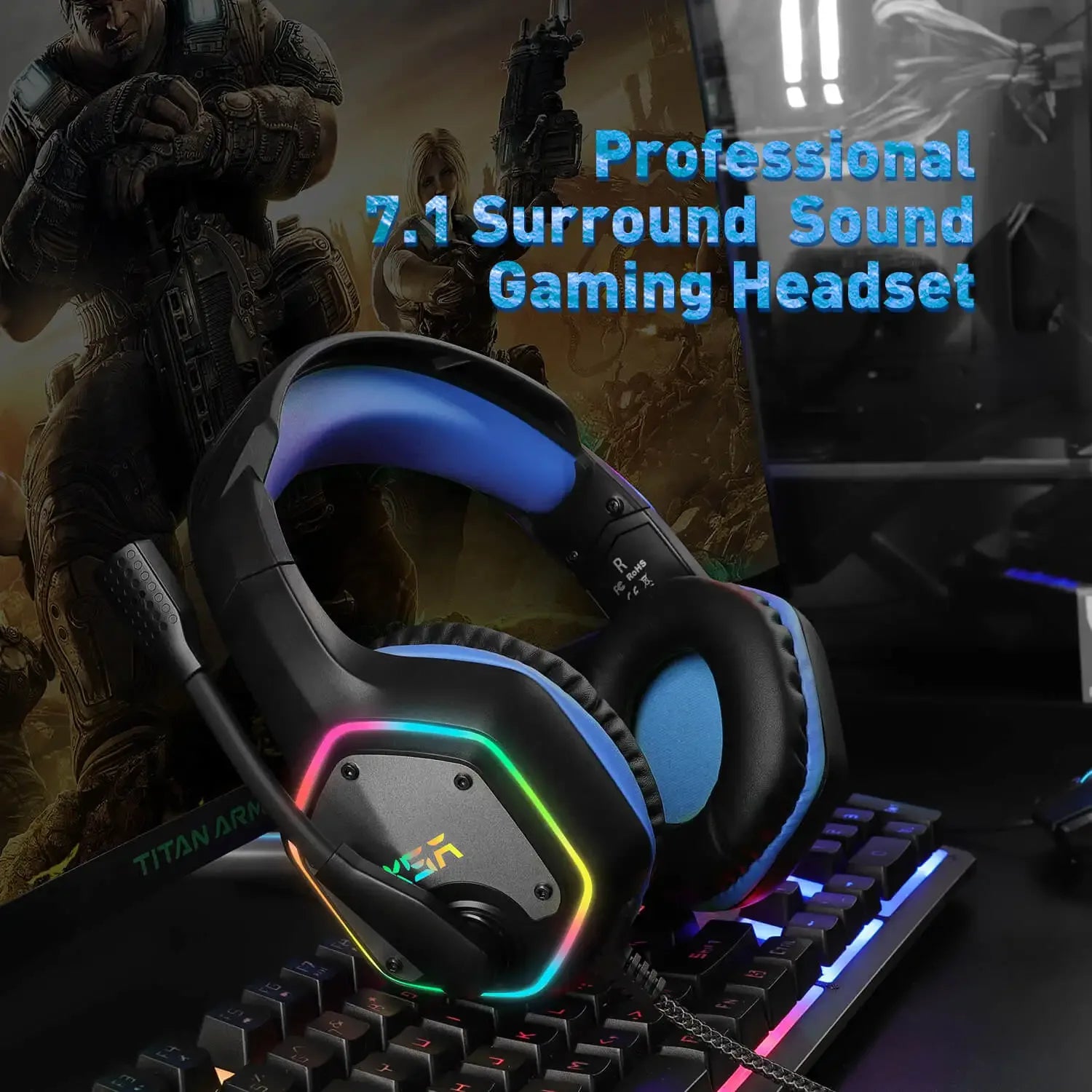 Tidesmit E1000 Gaming Headset with 7.1 Surround Sound - Wired Tidesmit