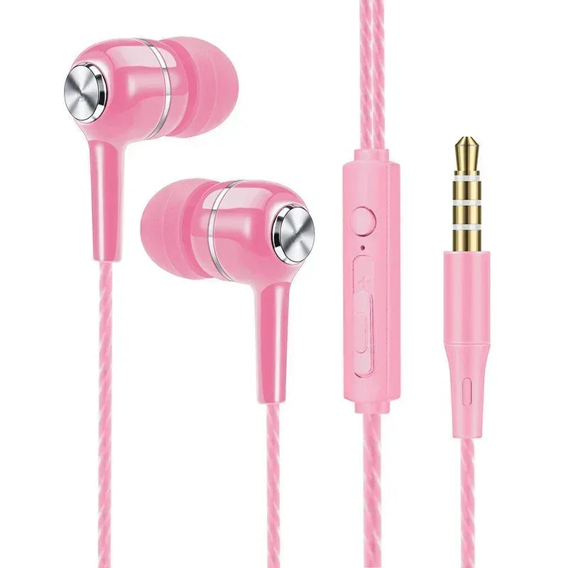 Wired 3.5mm Earbuds with Deep Bass Mic Stereo Sound - Tidesmit Pink Tidesmit
