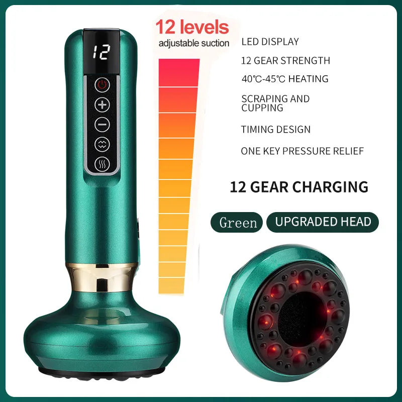 Electric Cupping Massager with Infrared Heat for Targeted Muscle Recovery Relaxation Treatment A12-green China Mainland