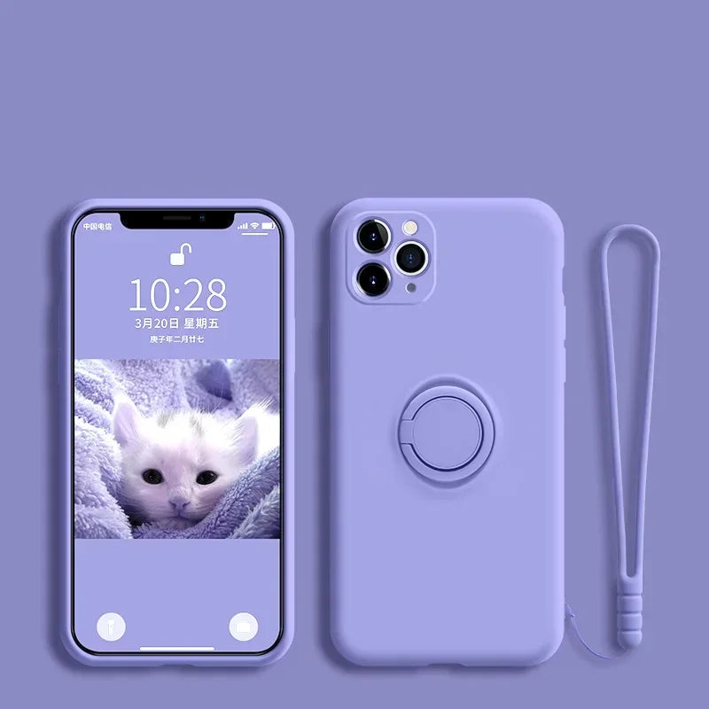 Samsung Galaxy S24 Ultra Silicone Case with Secure Ring Holder Strap Lilac Tidesmit