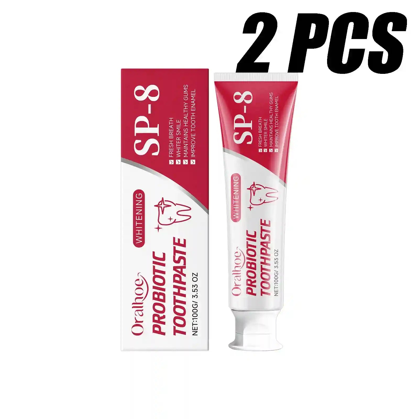 Tidesmit SP-8 Hydroxyapatite teeth whitening toothpaste for deep stain removal and cavity protection.