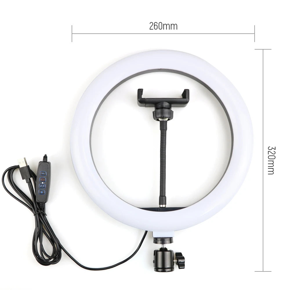 Dimmable LED Ring Light with Adjustable Tripod Stand - Tidesmit EU 10inch Light China Mainland Tidesmit