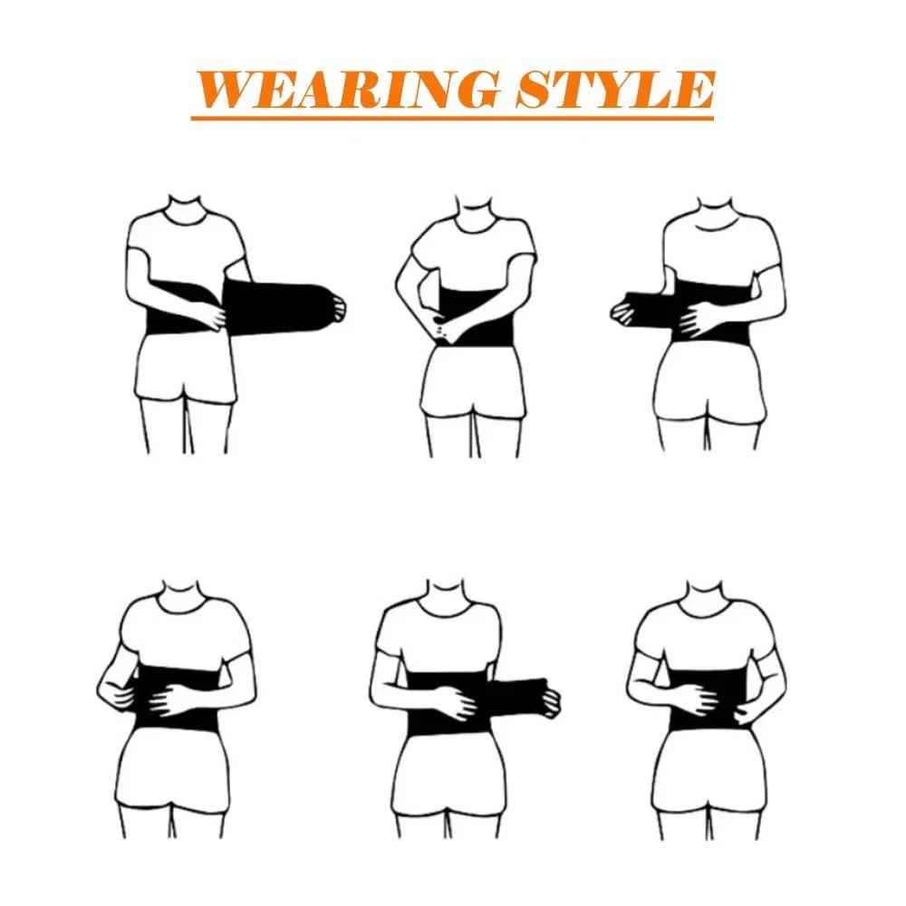Instructions showing how to wear a black red light therapy belt for waist, back, and shoulder pain relief.