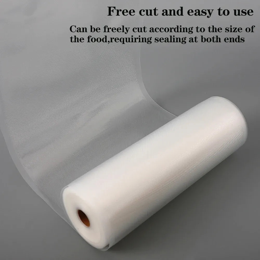 Vacuum sealer bag roll film, clear textured sheet with circular opening end