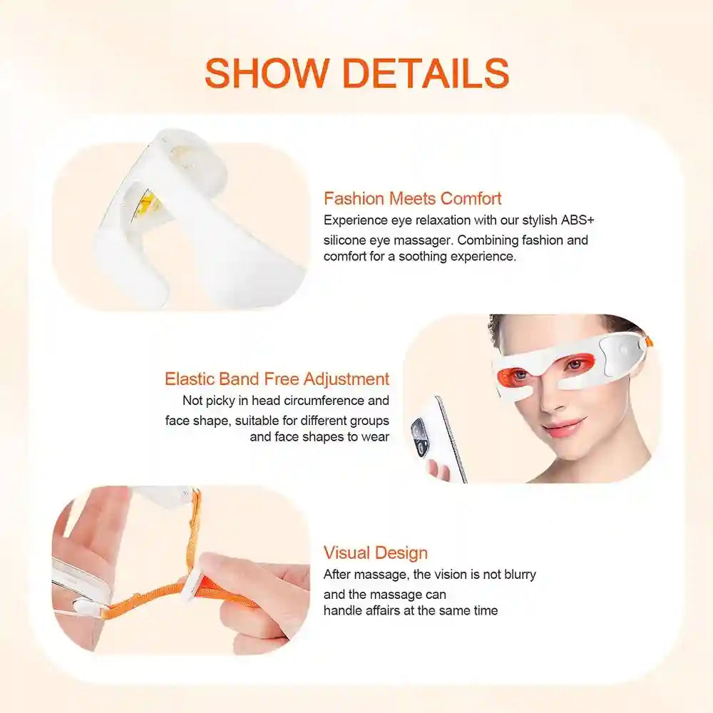 Electric Eye Massager with Red Light Therapy - White | Tidesmit Eye Massage Instrument Tidesmit