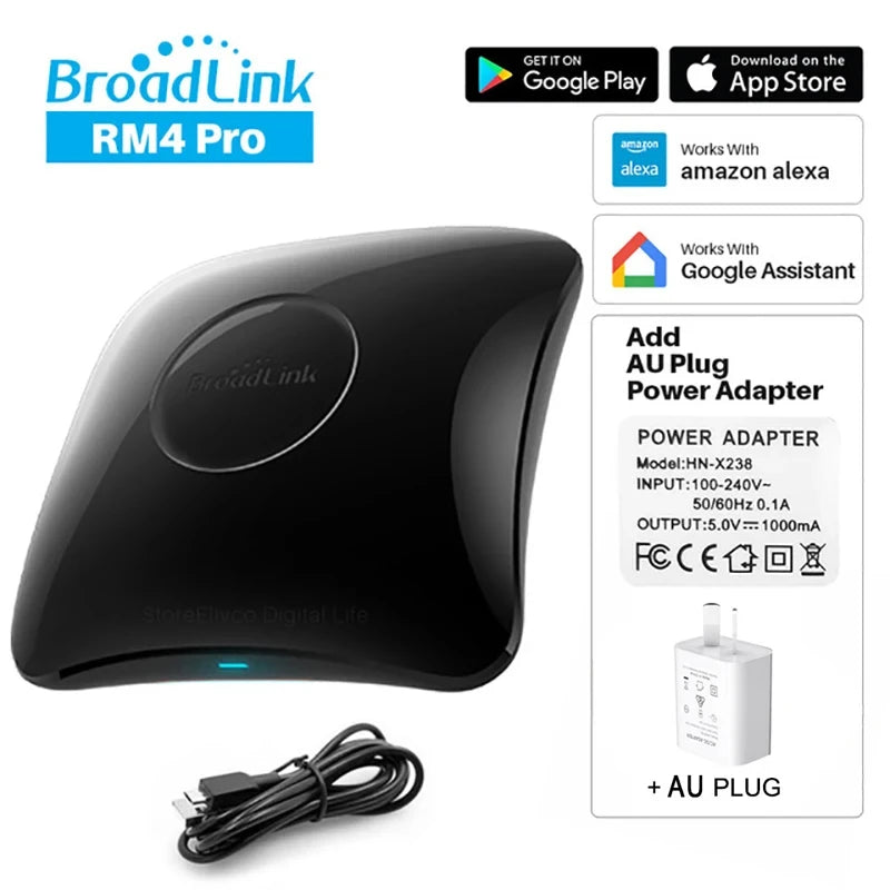 Broadlink RM4 Pro Smart Remote Control for WiFi IR and RF Appliances Add AU Plug Tidesmit