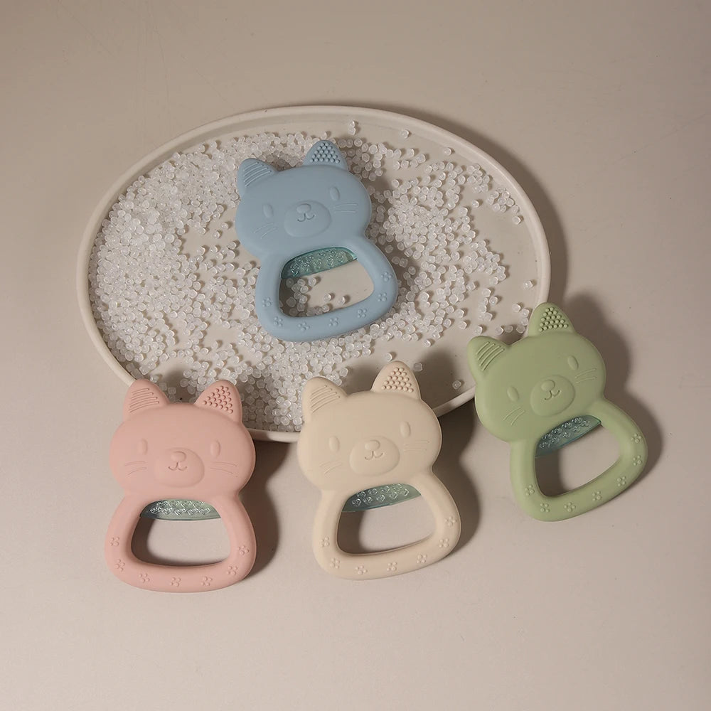 Cartoon Baby Silicone Bear Teether Food Grade Safe Teether Cute Ease Teeth Pain Toy Teething Gift Oral Care