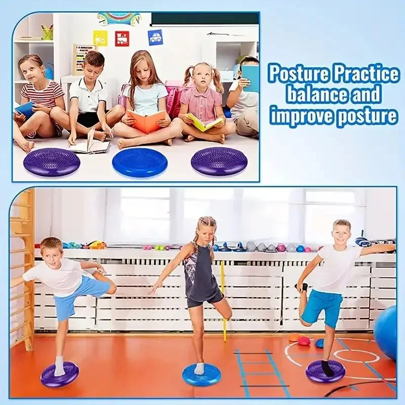 Anti-burst Inflatable Balance Pad Thickened Massage Cushion for Yoga Pilates Home Office Workout Therapy `