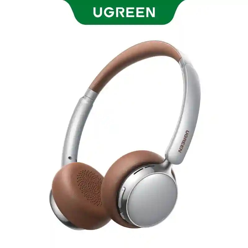 Active Noise Cancelling Wireless Headphones - Over-Ear Studio Monitor Silver Brown Tidesmit