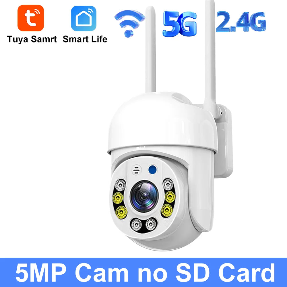 Tuya 5G Wifi Camera PTZ Outdoor waterproof Home Security-protection Color Night Vision Audio Surveillance Human Motion Detection