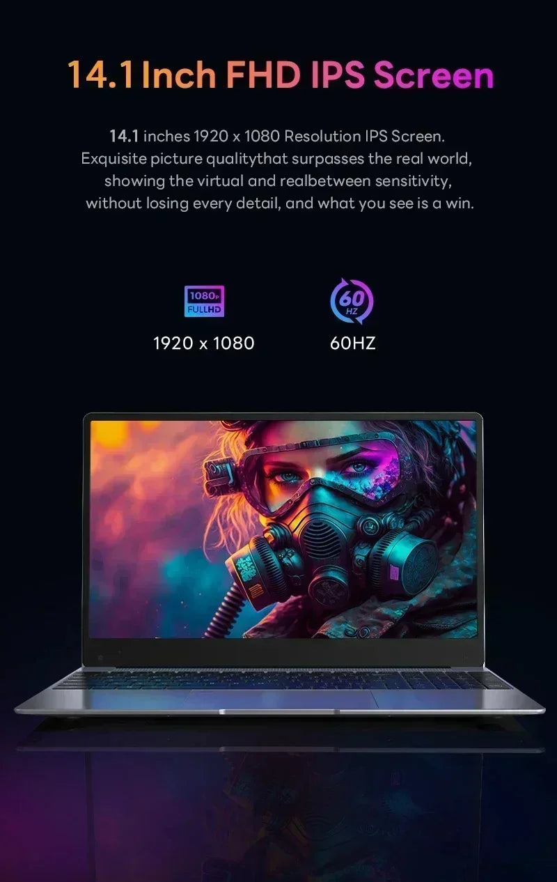 2026 NEW 14.1 Inch Ultra Slim Laptop Intel Core i9 9900 32GB RAM 2TB SSD Windows 11 Gaming Gamer Office Notebook 1920x1080 Pro