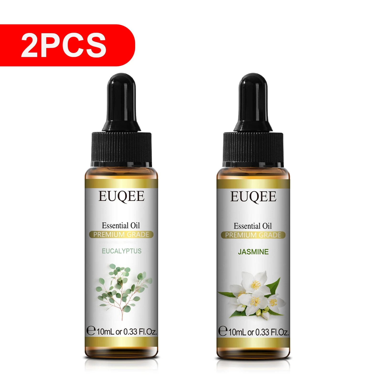 EUQEE 10ml Pure Essential Oil For Aromatherapy Diffuser-Jasmine Eucalyptus Frankincense Cinnamon Lavender Aroma Essential Oils