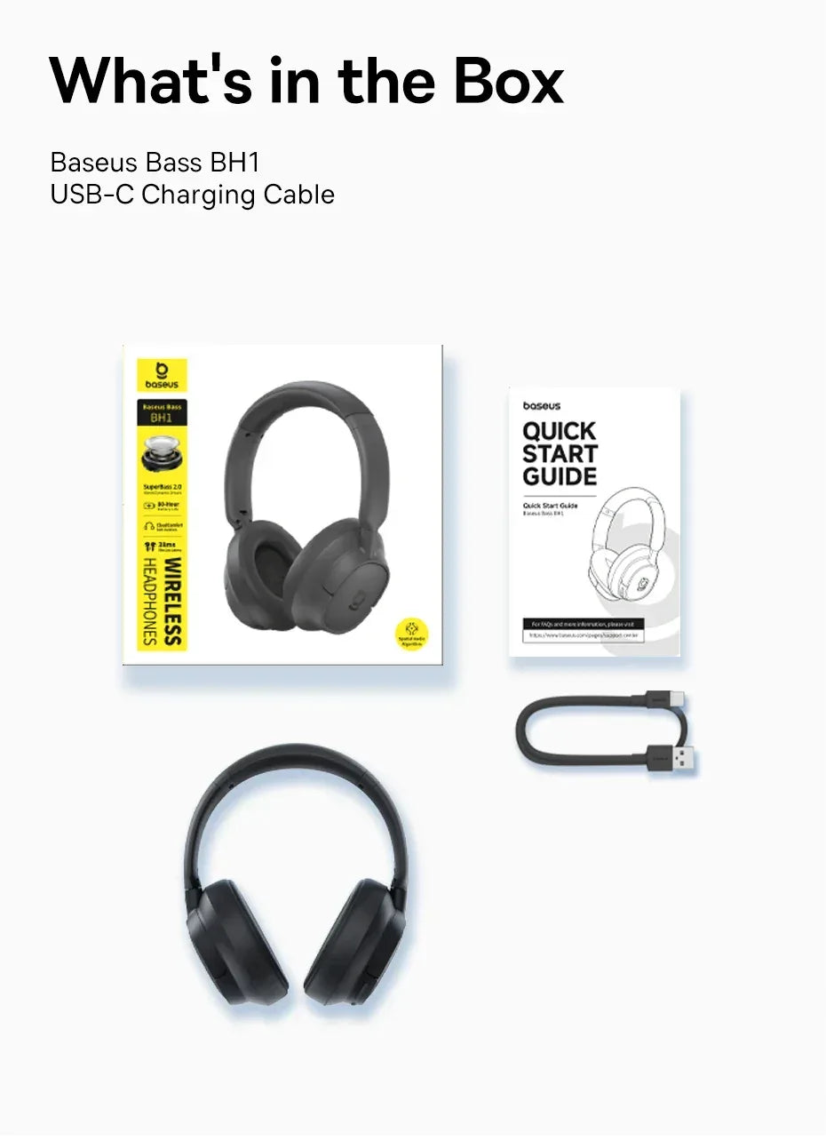 Wireless Over-Ear Headphones - 80 Hour Battery - Tidesmit Grey Tidesmit