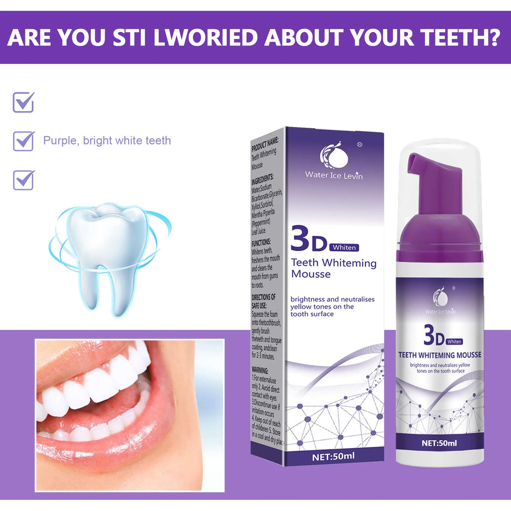 Tidesmit 50ml 3D Mousse Toothpaste for effective teeth whitening and stain removal for fresh oral care