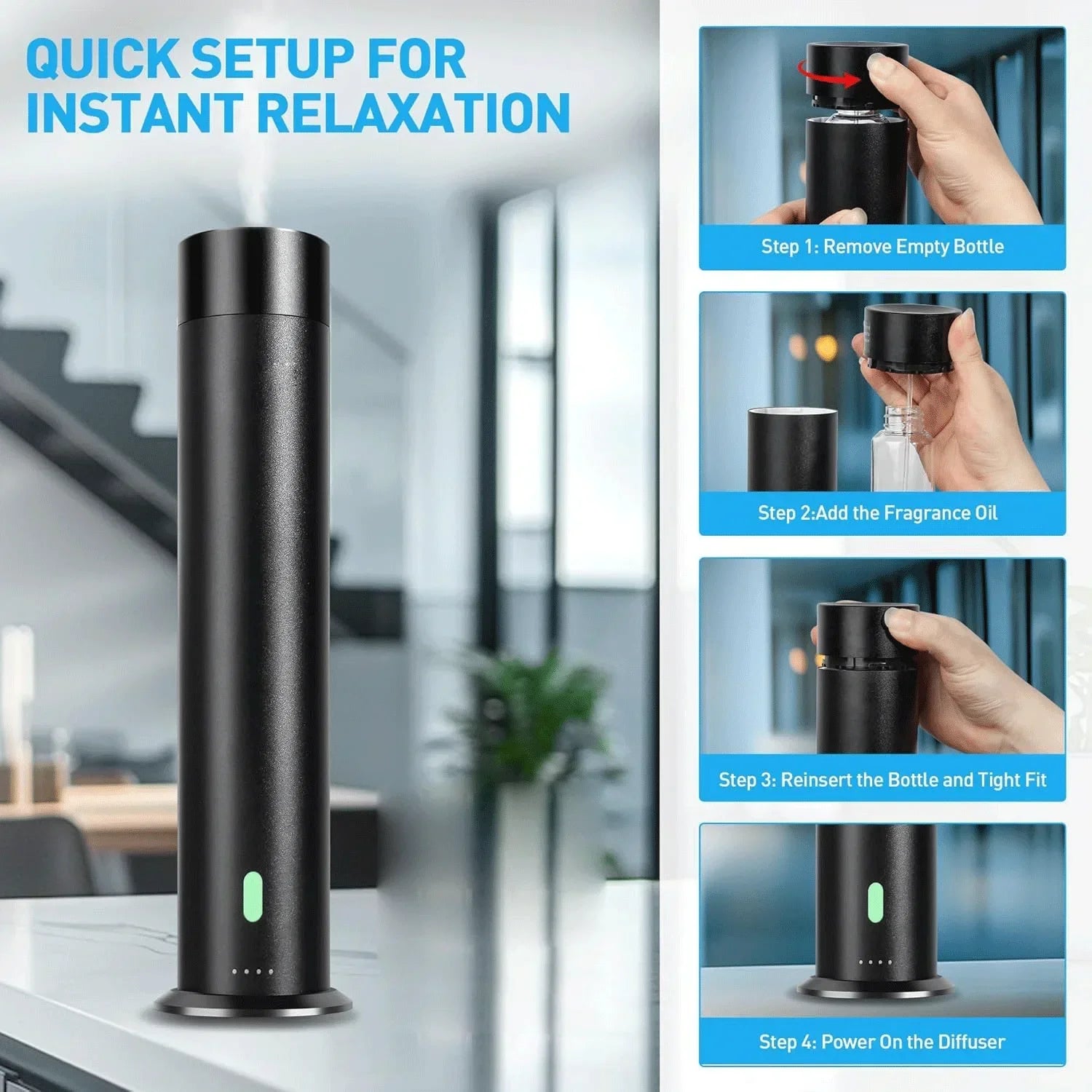 Smart Waterless Aromatherapy Essential Oil Diffuser Professional Scent Air Machine Column Aroma Diffuser for Home Large Room