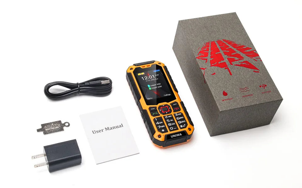 UNIWA S9 4G Feature Phone 2.4 ” IP68 Waterproof SOS Button Big Loudspeaker LED Light 3000mAh Rugged Cost-effective Mobile Phones