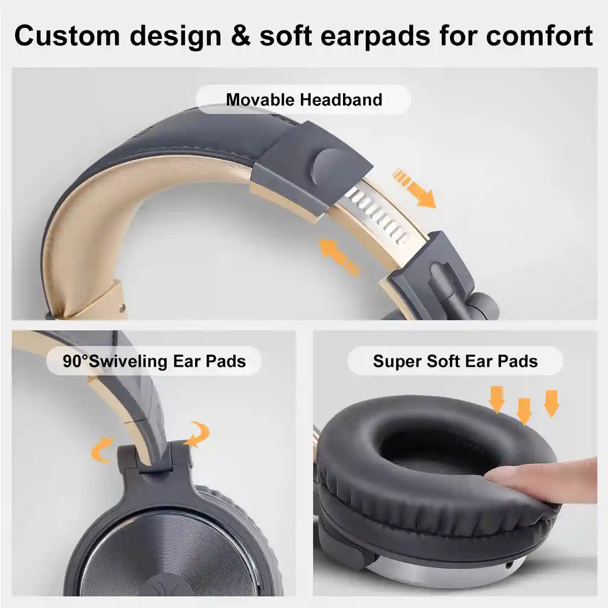 Wired Studio Headphones - Pro Over-Ear Monitoring Audio by OneOdio Tidesmit